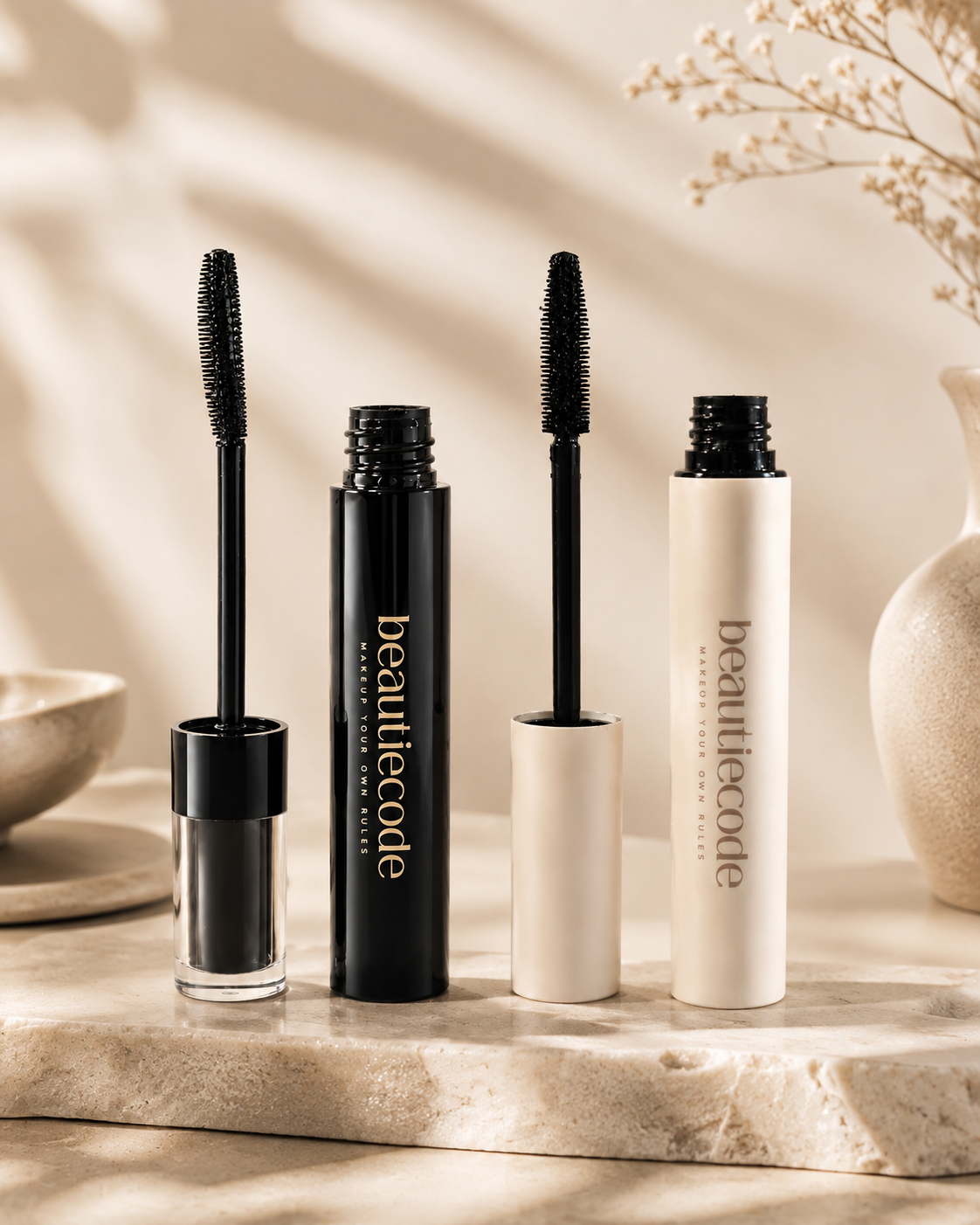 beautiecode brow gel wand and waterproof tubing mascara bundle